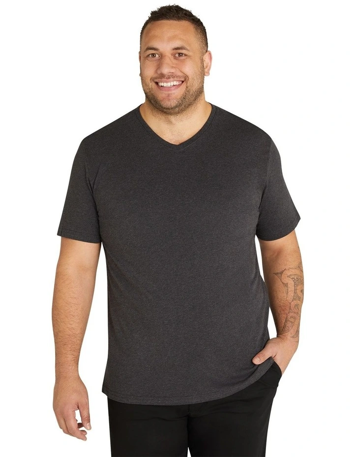 Essential V Neck Tee in Charcoal