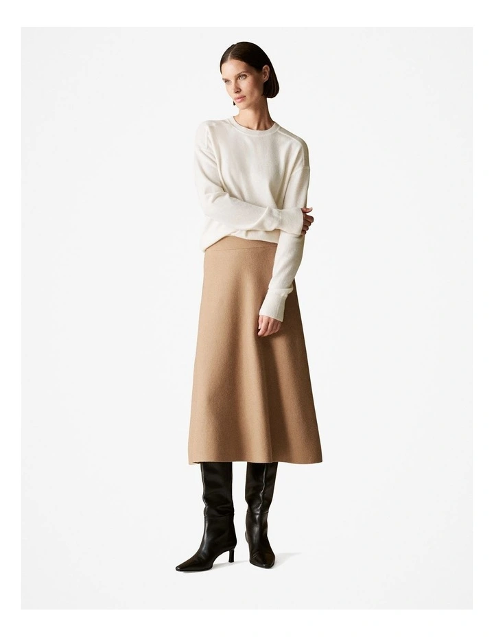 Merino Blend Forward Shoulder Seam Relaxed Crew in Parchment