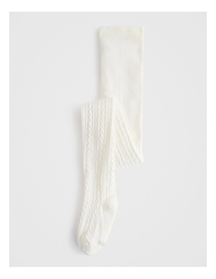 Cable Knit Tights in Vanilla
