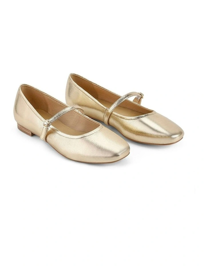 Rey Mary Jane Ballet in Gold Metallic