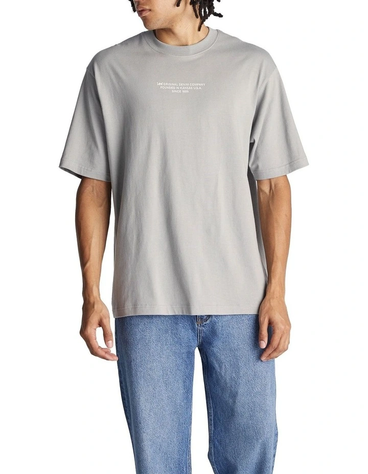 Denim Co Baggy Tee in Stone Steel