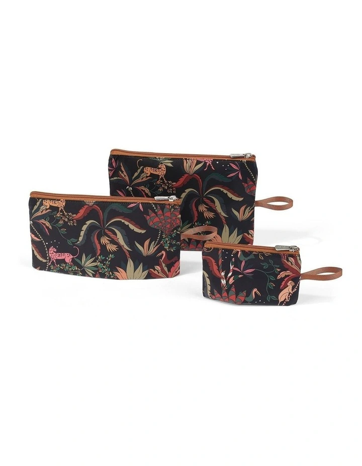 Packing Pouch Trio Jungle in Black