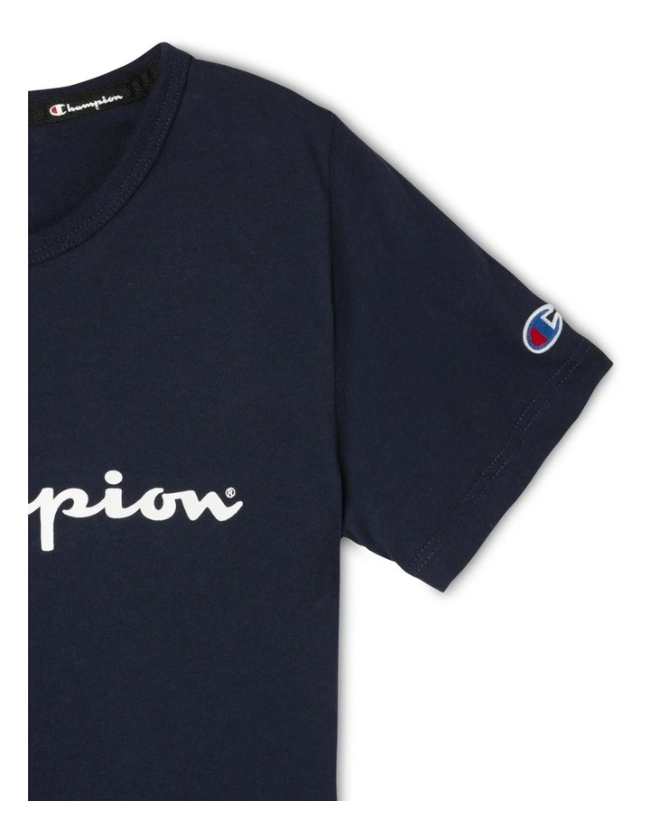 Script Short Sleeve Tee in Navy