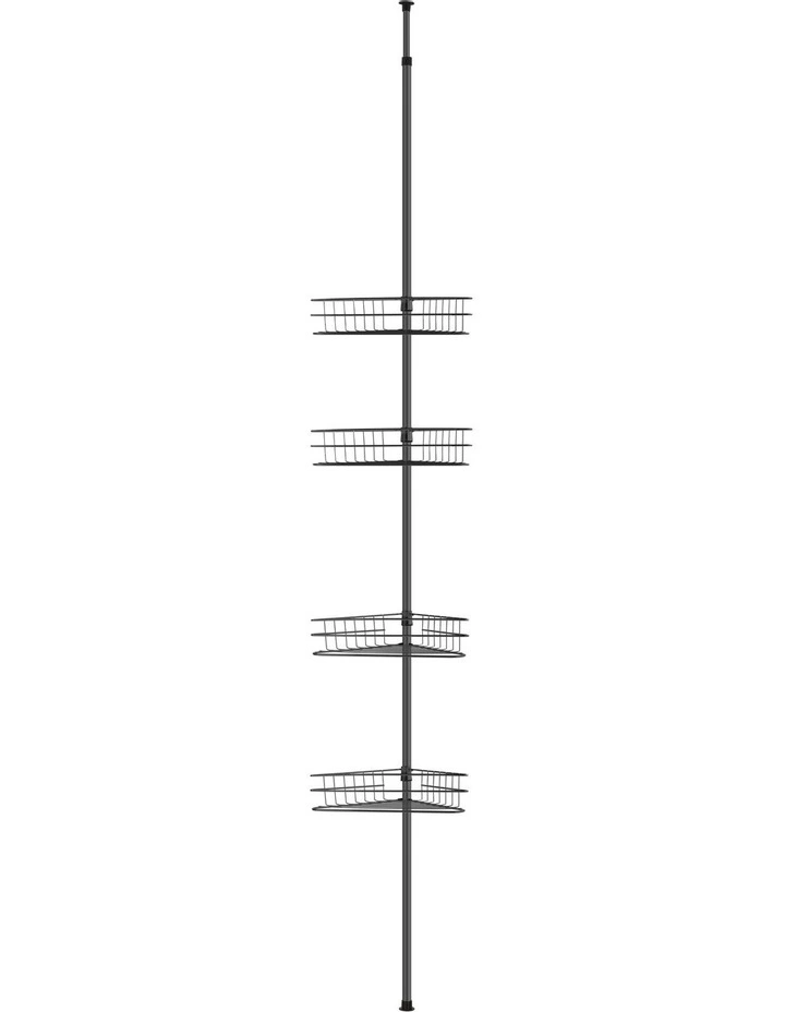 Adjustable 4 Tier Telescopic Corner Shower Rack in Black