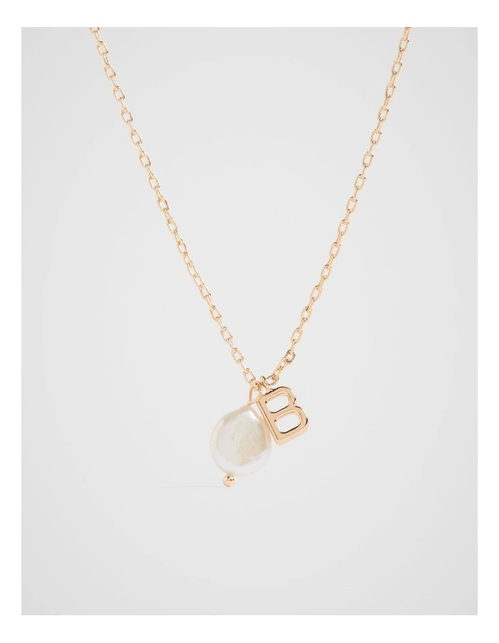 Pearl Alphabet Necklace B in Gold