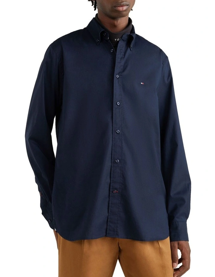 Core Flex Poplin Long Sleeve Shirt in Blue