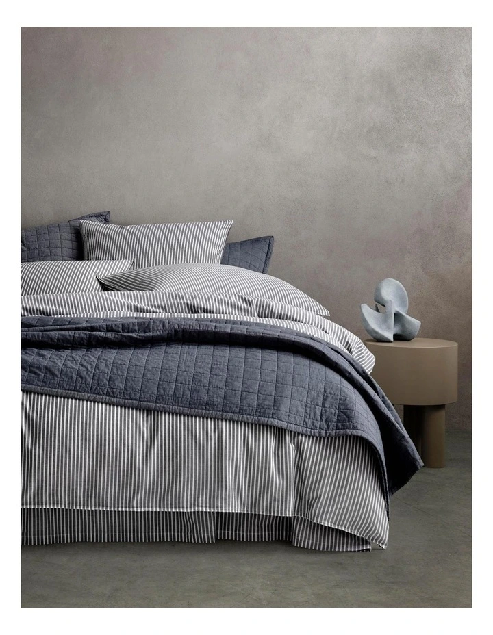 Reilly Stripe Quilt Cover Set in Atlantic