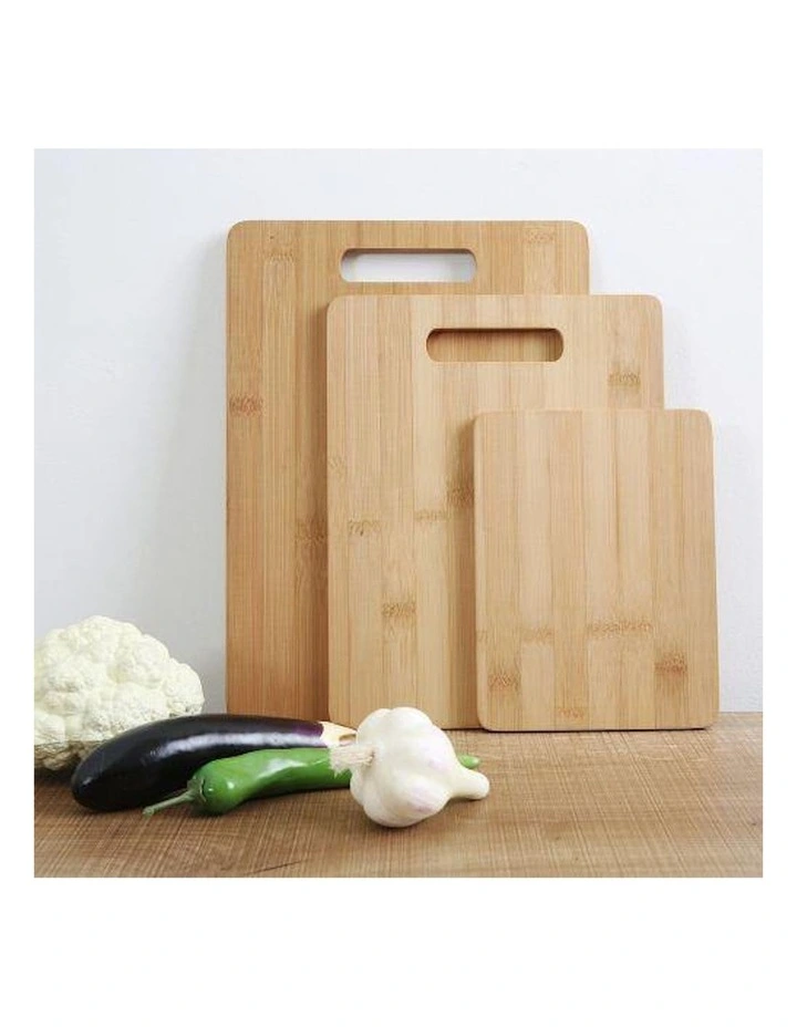 Natural Bamboo Cutting Board Set 3 Piece in Brown