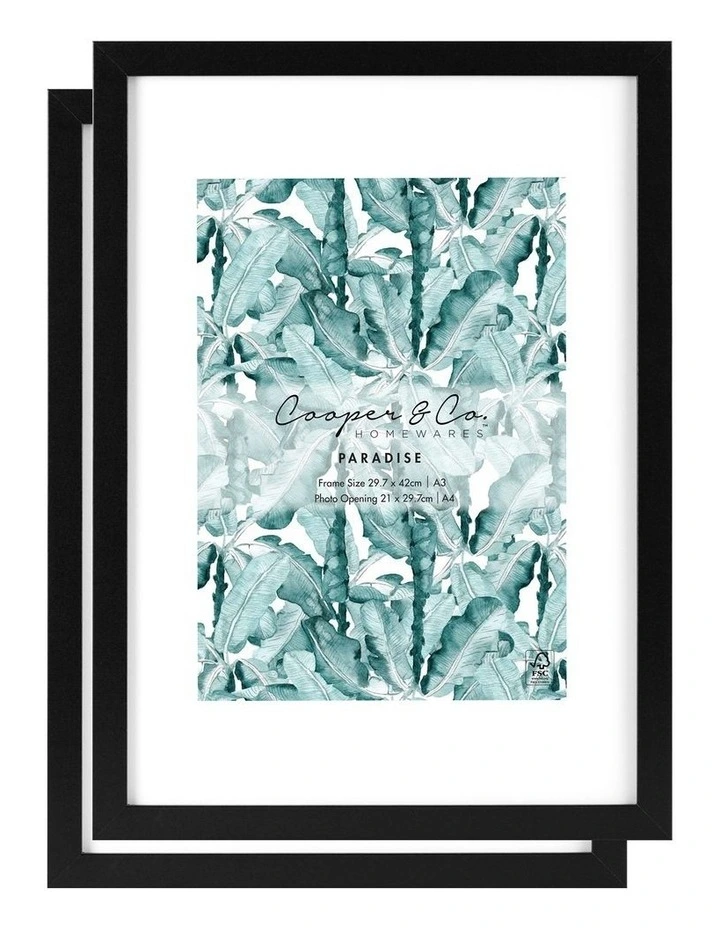 Premium Paradise Photo Frames 29.7cmx42 Matt to 21x29.7cm Set Of 2 in Black