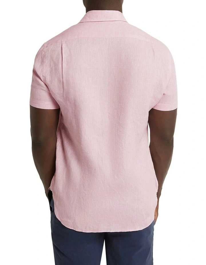 Marbella Linen Short Sleeve Shirt in Pink