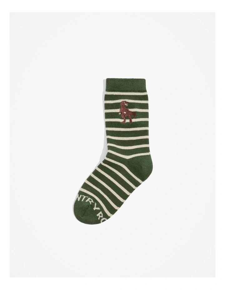 Dino Sock in Khaki Green