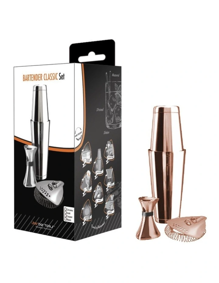 Bartender Classic Set Copper (Incl. Boston & Toby Tin W/ Weighted Base)
