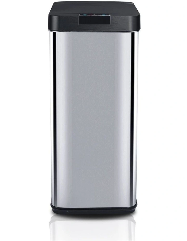 Motion Sensor Rubbish Bin 50L Narrow Square in Black