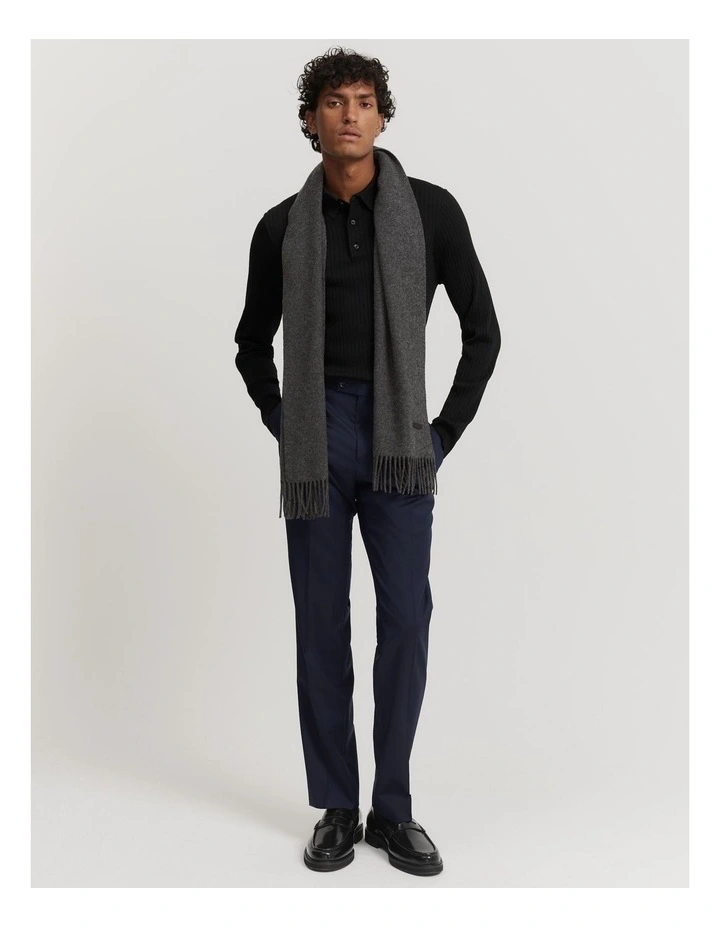 Verified Australian Merino Wool Ribbed Polo in Black