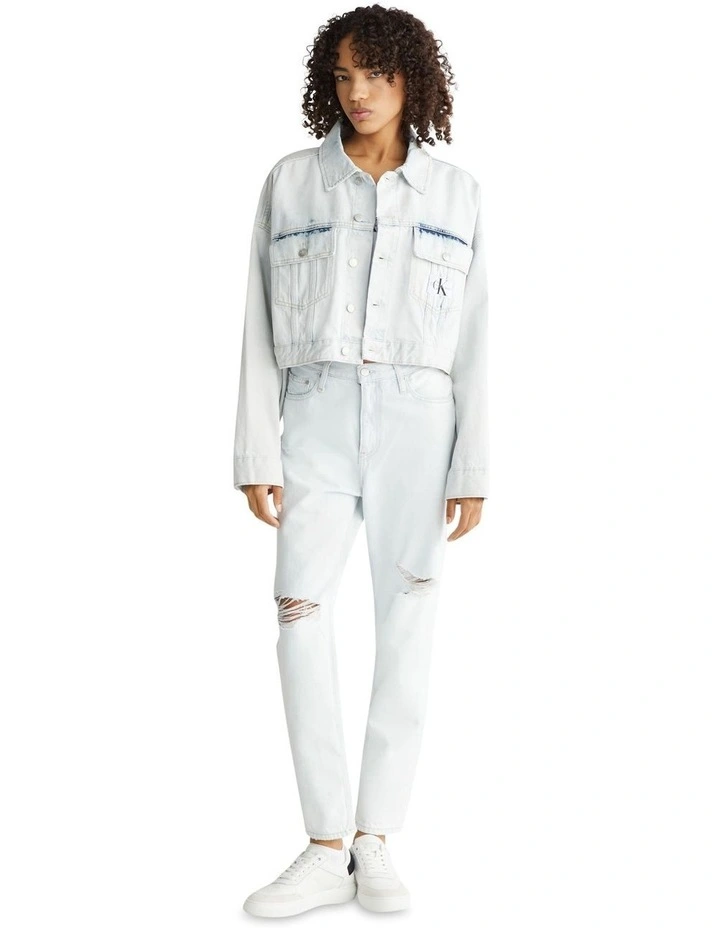 Extra Oversize Crop Jacket in Denim Light