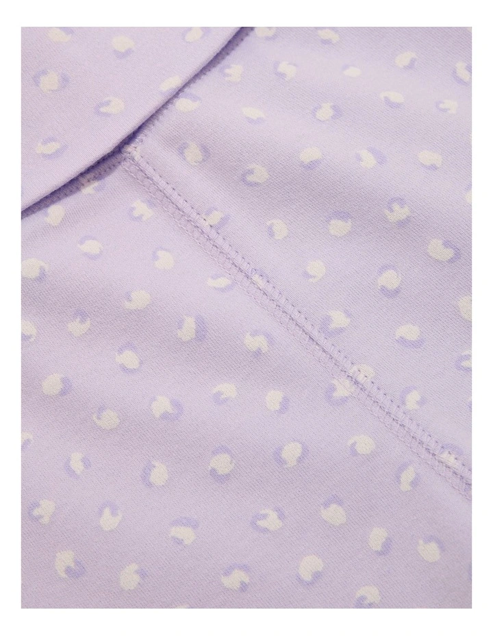 Fold Over Soft Pant in Lilac Leopard
