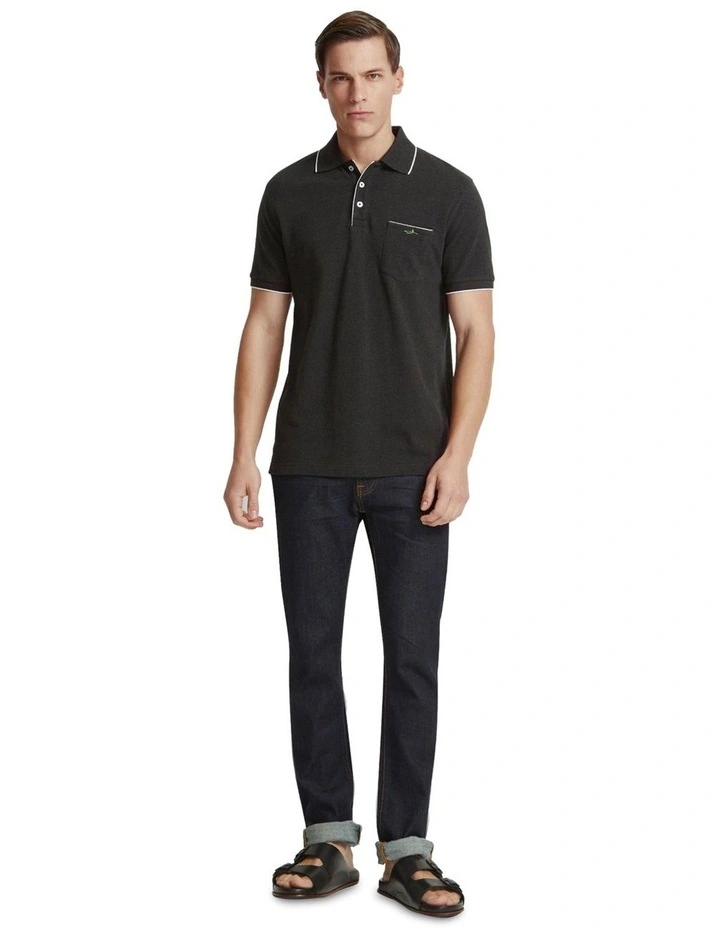 Roscoe Organic Cotton Polo in Charcoal