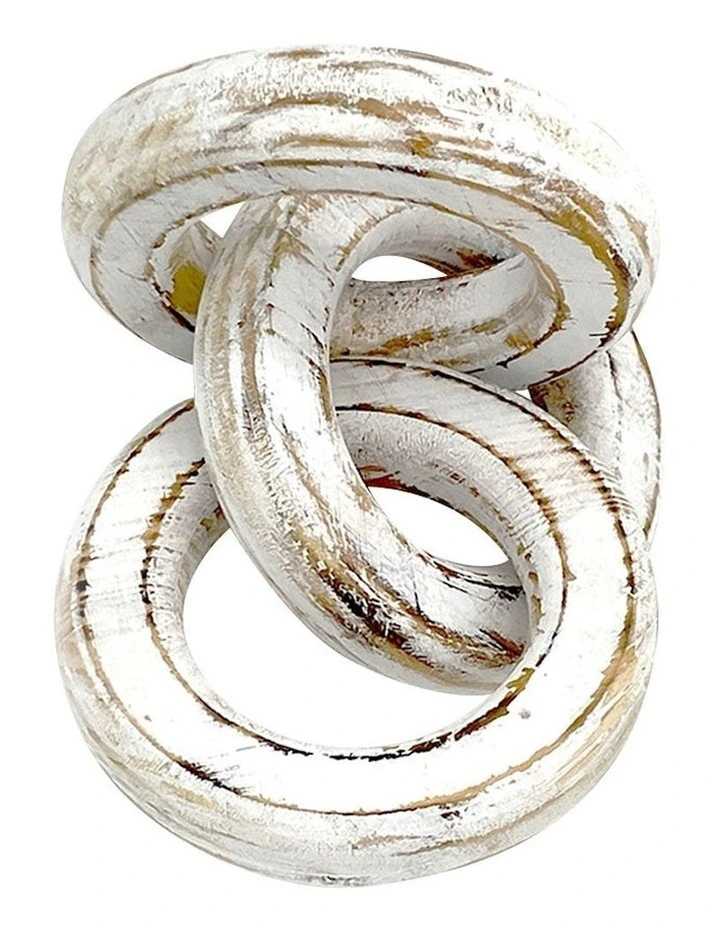 Wooden Chain Ornament in Whitewash