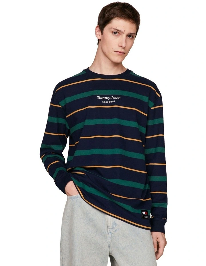 Stripe Long Sleeve T-Shirt in Blue