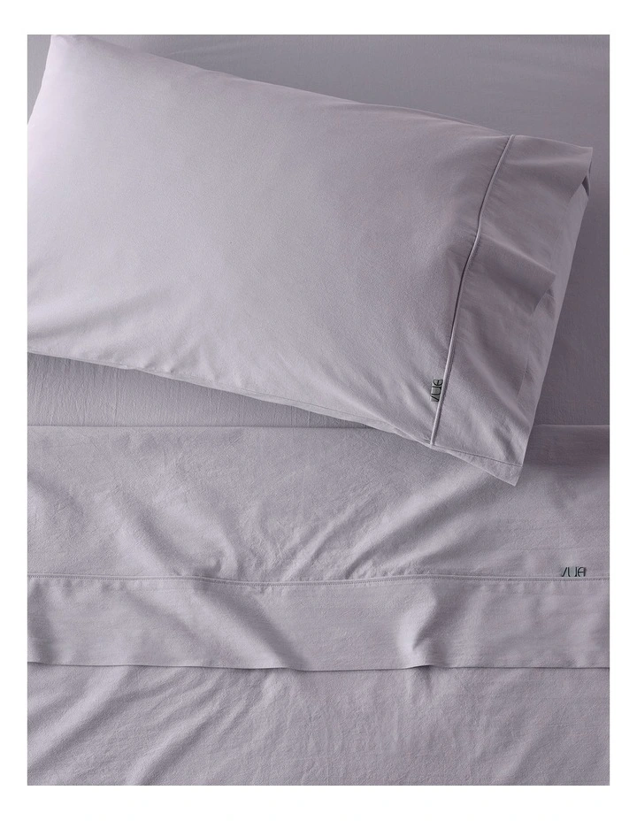 Stonewashed Cotton Flat Sheet in Purple Heather