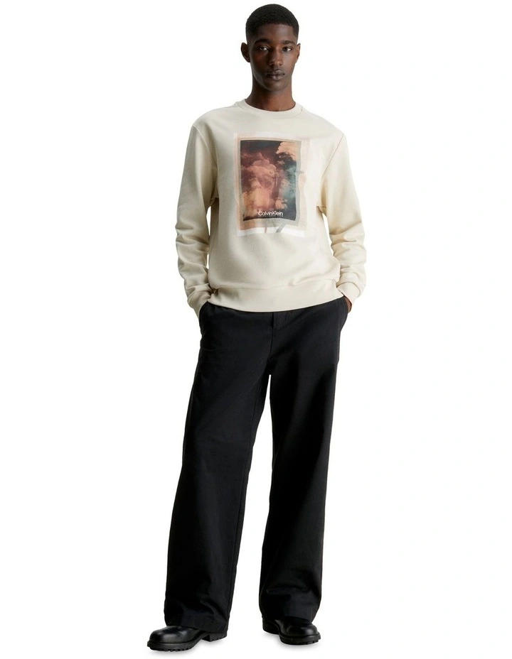 Photo Print Sweat Top in Grey