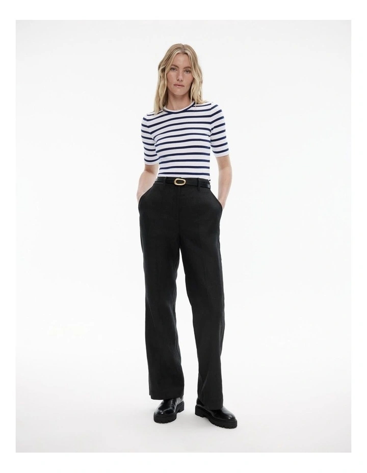Stripe Crew Rib Tee in Ink