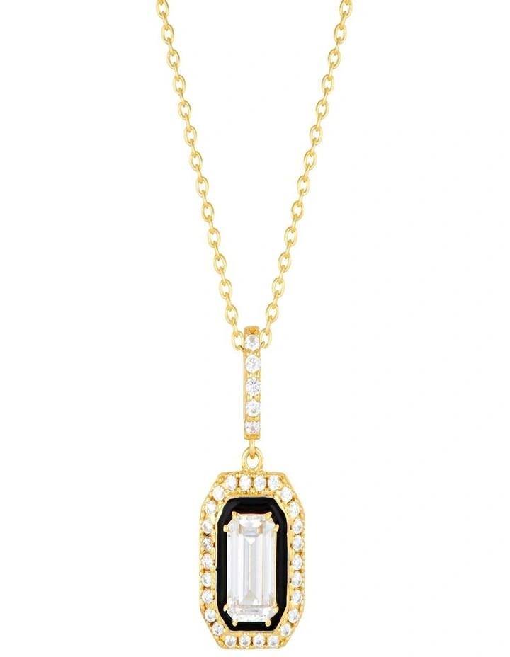 Reflection Retrospect Pendant in Gold & Black Enamel