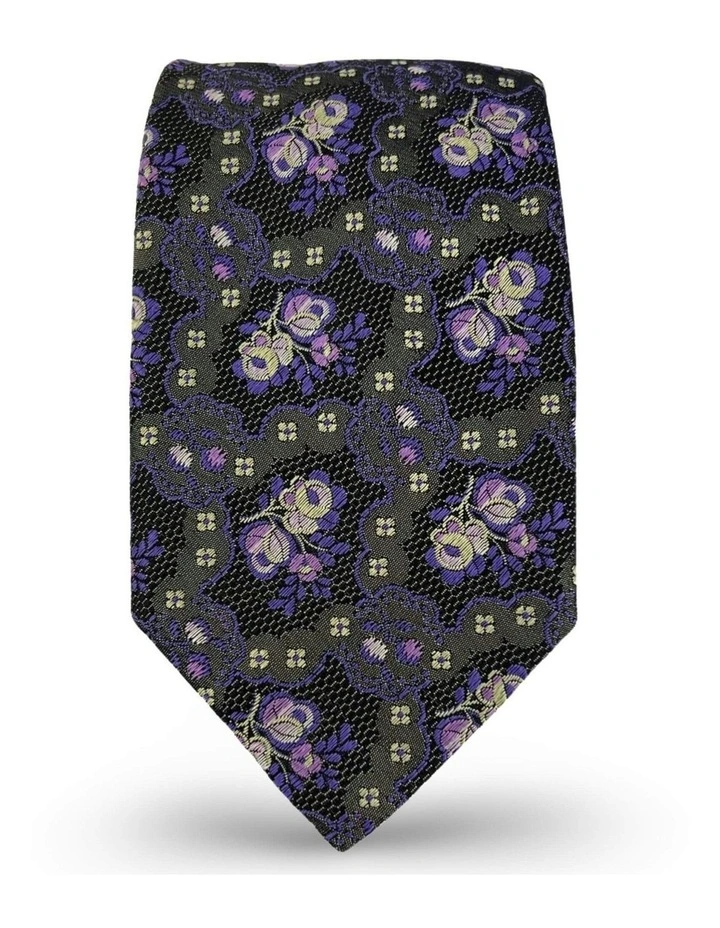 Flourish Floral Tie in Grey