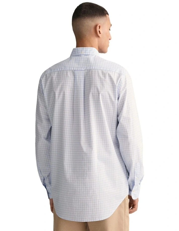 Regular Fit Gingham Poplin Shirt in Light Blue