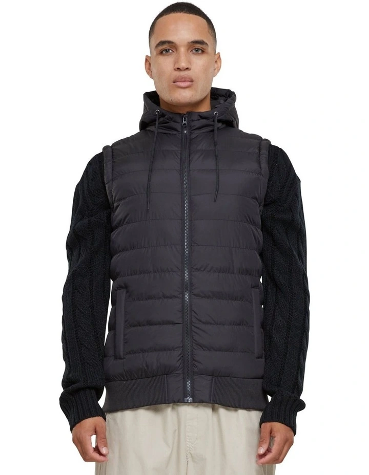 Bubble Hooded Vest in Black