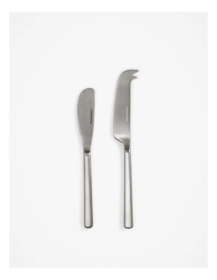 Nolan Cheese Knife Set Of 2 in Brushed Steel