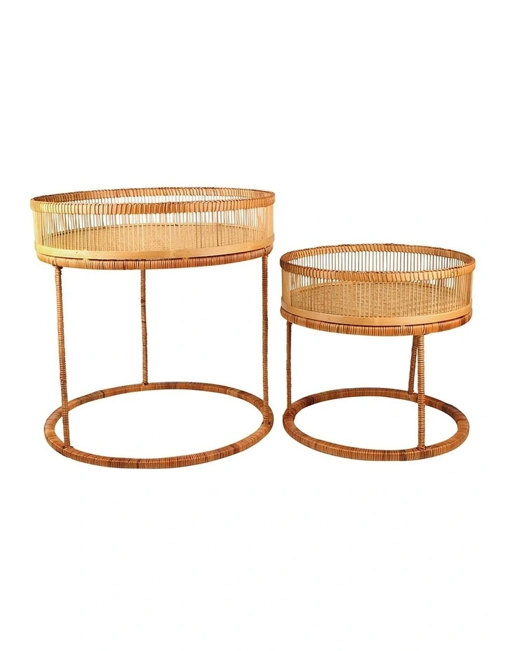 Rattan Kalib Side Table 54/42cm x2 in Natural