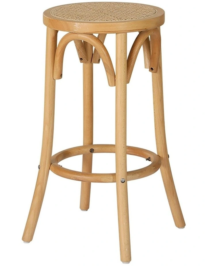 Wooden Rattan Seat Bar Stool in Pine