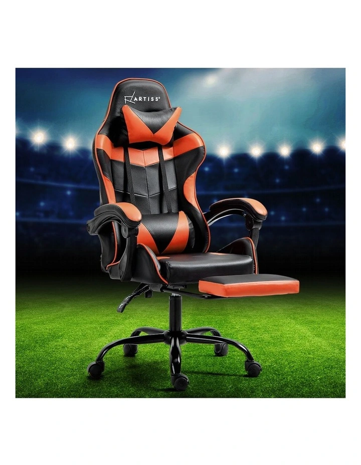 Gaming Office Chair Recliner Footrest in Orange