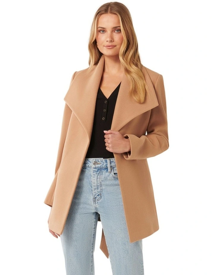 Steph Wrap Coat in Camel