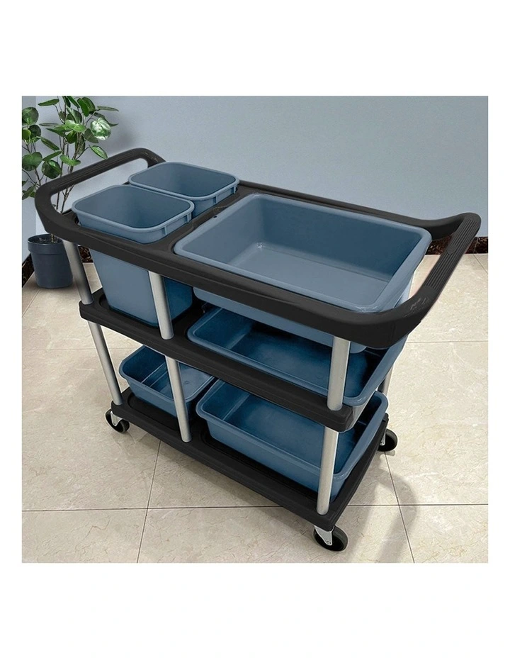 3-Tier Commercial Soiled Food Trolley in Black