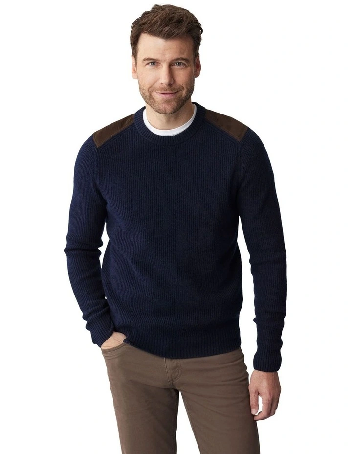 Fishermans Crew Neck Knit Navy