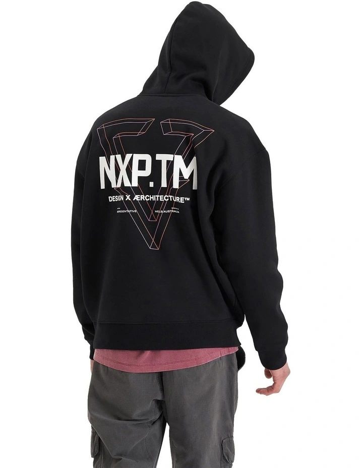 The Shard Heavy Box Fit Hooded Sweater in Jet Black