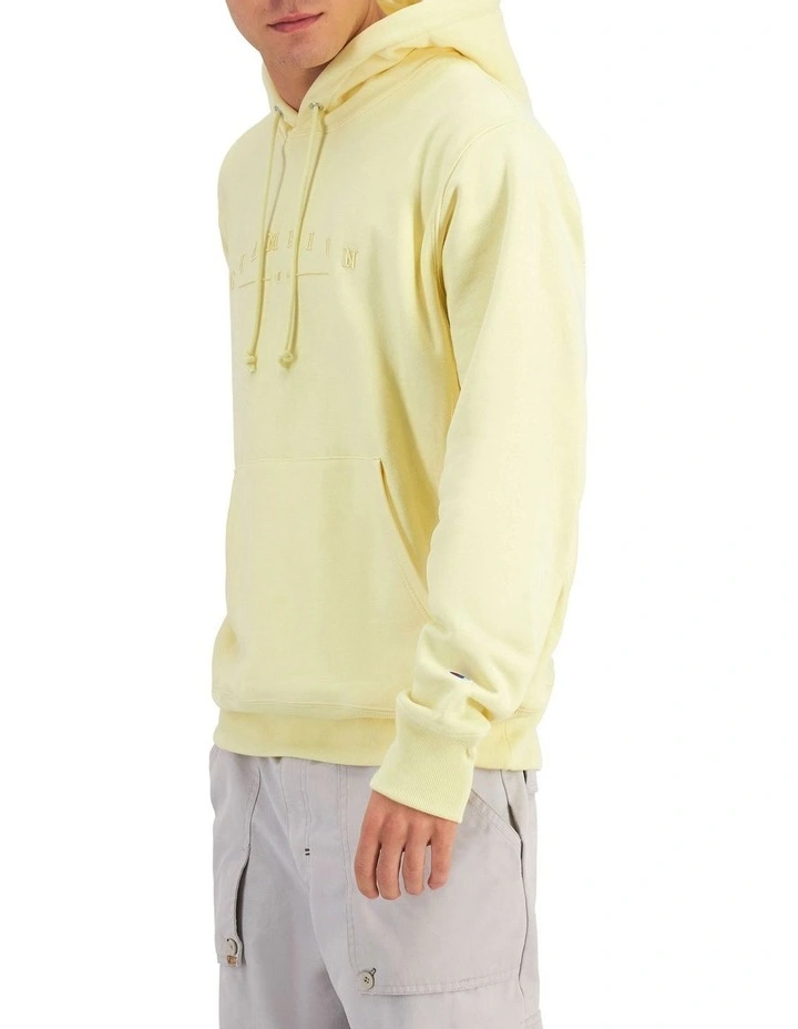 Reverse Weave Y2K Logo Hoodie in Post Yellow