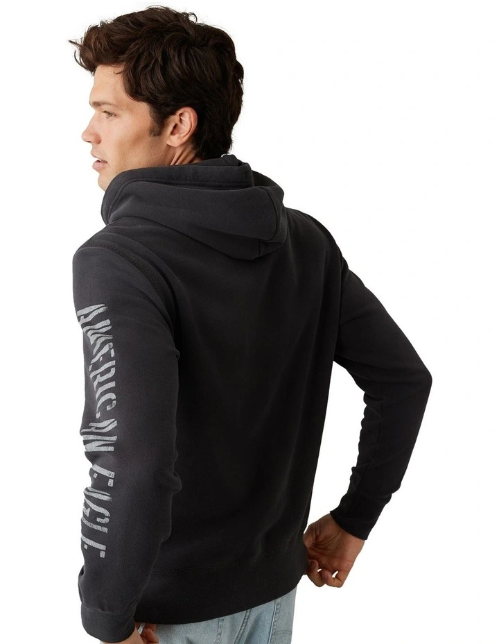 Super Soft Graphic Hoodie in Washed Black