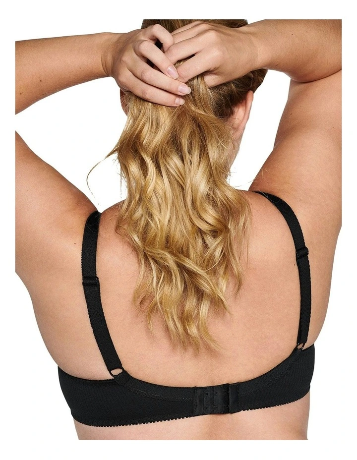 Wirefree Ribbed Pure Cotton Bra in Black