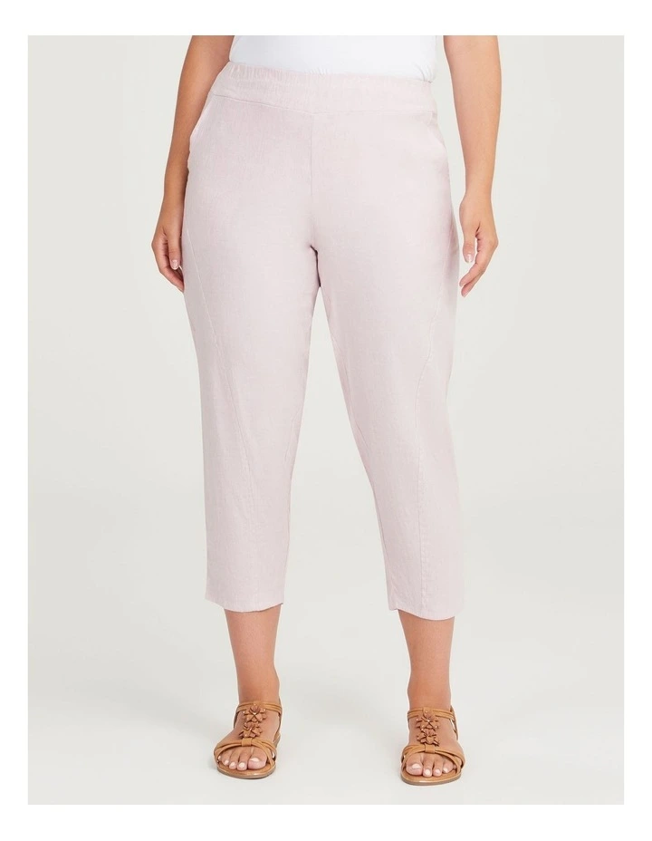 Stretch Linen Lounge Crop Pant in Dusty Pink