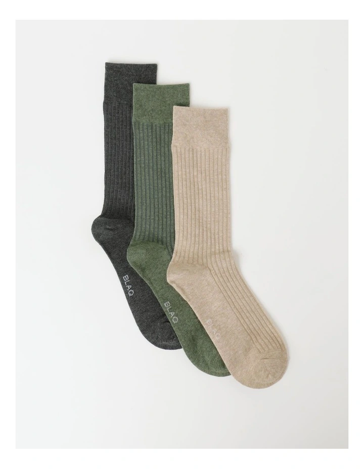 3 Pack Marle Rib Socks in Assorted
