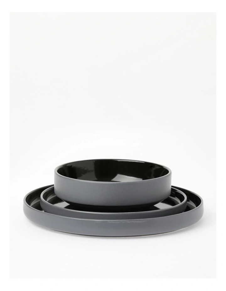 Halo Dinner Set 12 Piece in Black