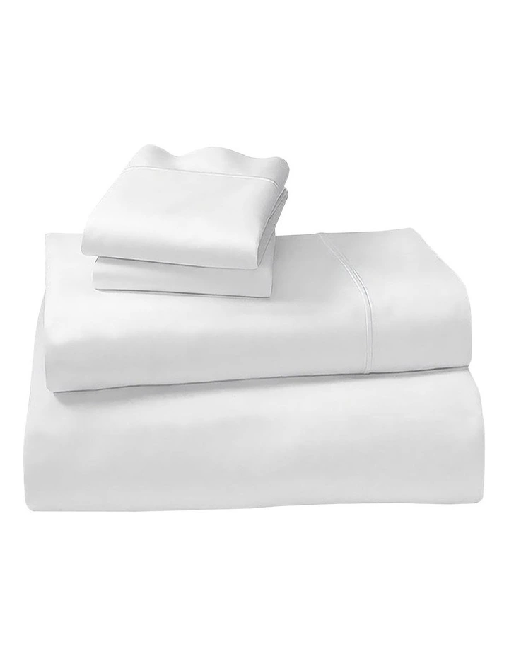 Cotton Rich Queen Bed Sheet Set 4 Pieces in White