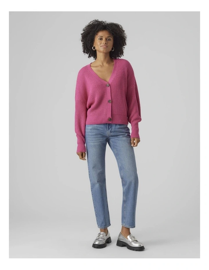 Lea V-Neck Cardigan in Fuchsia Purple