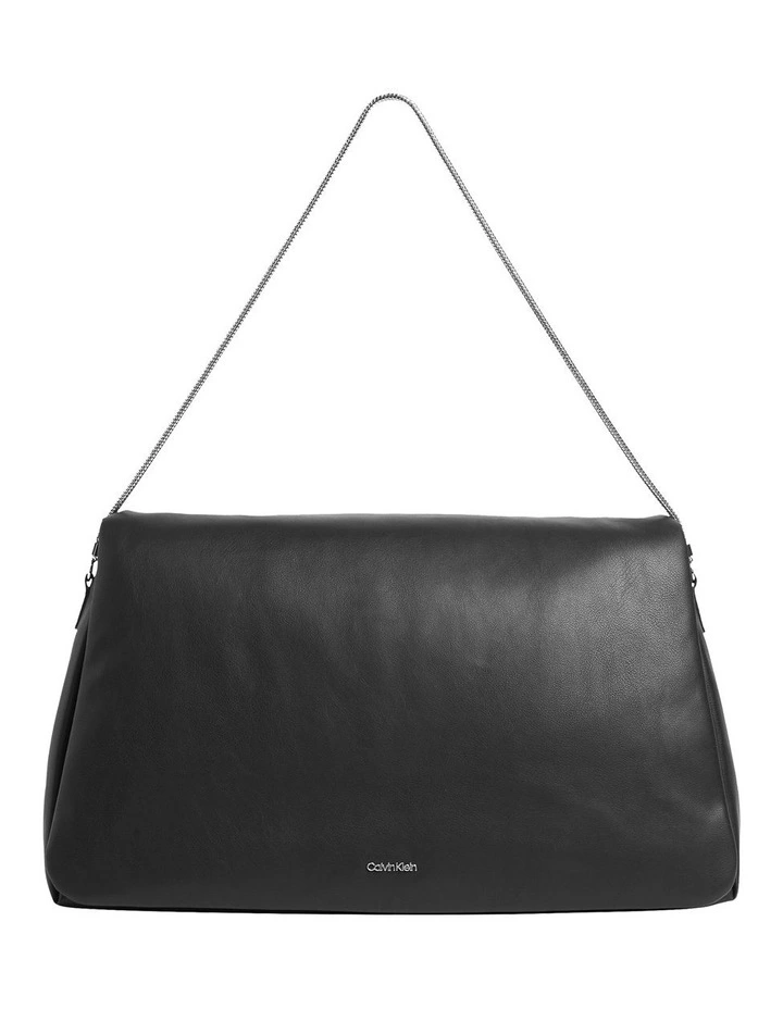 Puffed Faux Leather Shoulder Bag in Black