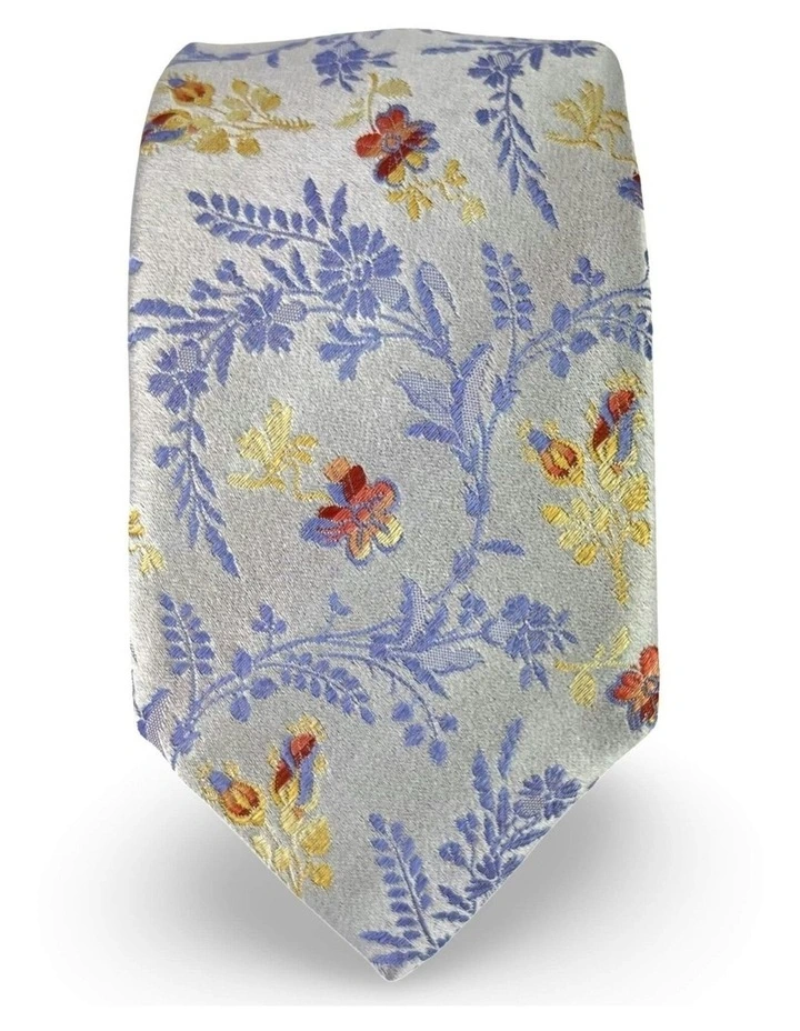 Success Floral Tie in Silver