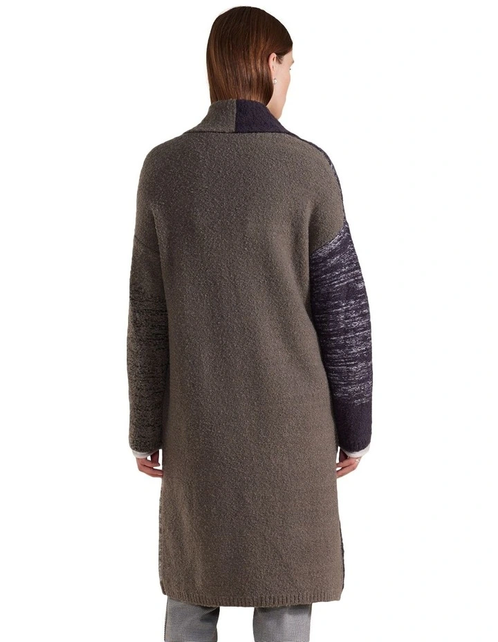 Boucle Spot Knit Coat in Graphite Mix