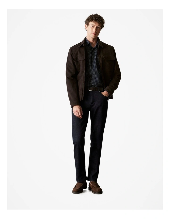 Tailored Fit Micro Jacquard Shirt in Navy